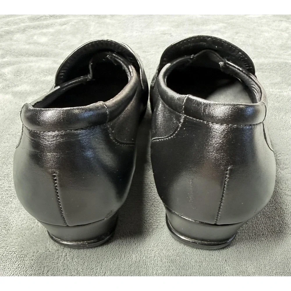 SAS Shoes Womens Size 5.5‎ Black Leather Tripad Comfort Wedge Loafers Slip On